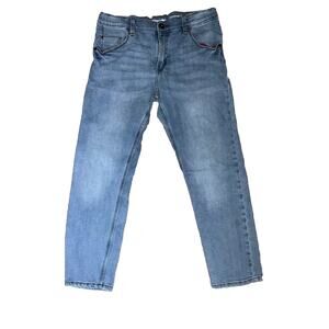 Wrangler Boys Size 12 Husky Blue Adjustable Waist Regular Fit Tapered Leg School